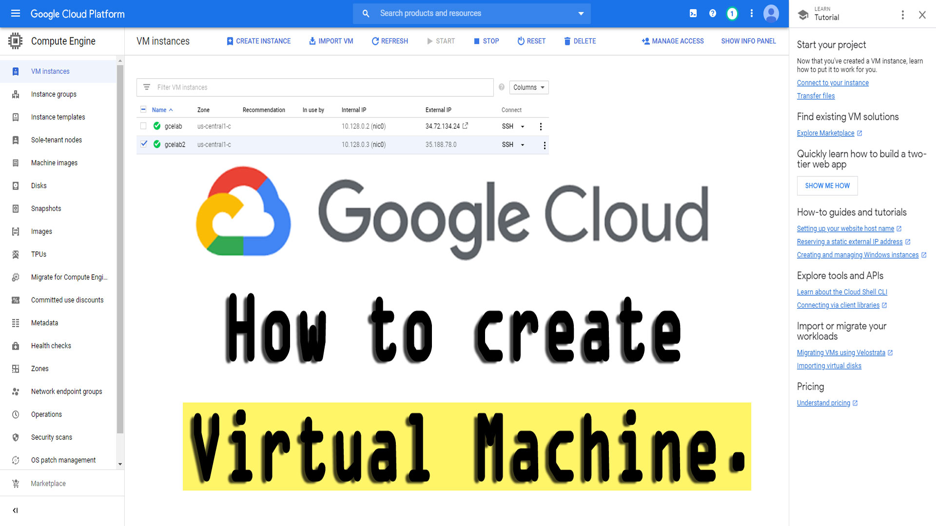 How to create VM on google cloud